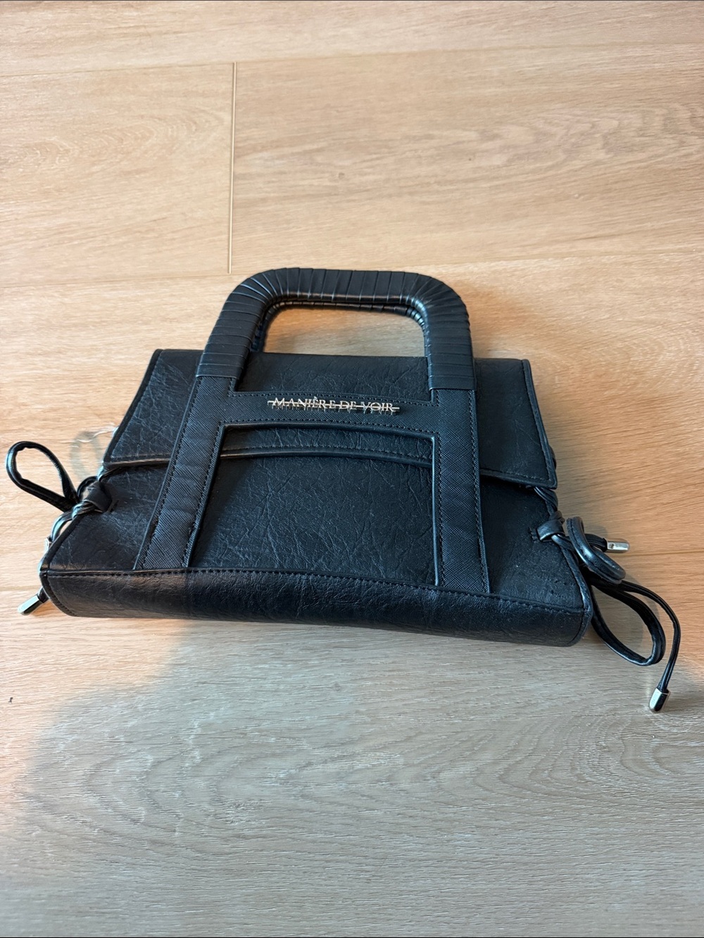 Maniere De Voir Black Mini Top-Handle Crossbody Bag